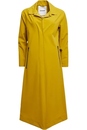 Stutterheim Jakke, Dame, Gul, 2XS, Uld, Mat Lang Regnfrakke med Aqua-Guard Lommer