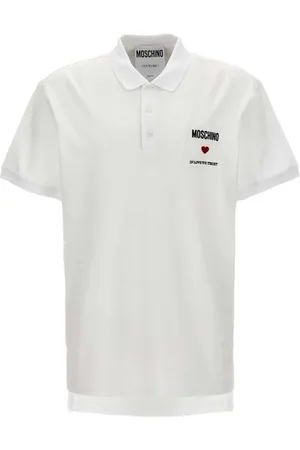 Moschino Top, Herre, Hvid, L, Bomuld, Kærlighed Tillid Bomuldspolo Rød Hjerte