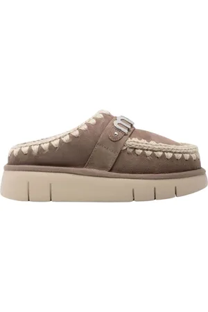 Mou Sko, Dame, Grå, 36 EU, Læder, Grå Shearling Slip-On Flade Sko