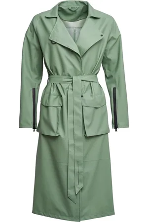 Stutterheim Frakke, Dame, Grøn, M, Uld, Bælte Trenchcoat med Moderne Design