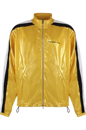 Vetements Jakke, Herre, Gul, S, Polyester, Sweatshirt med lynlås og side striber