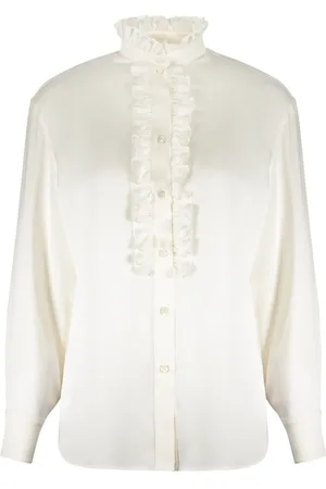 Alexander McQueen Bluser & Skjorter, Dame, , 2XS, Ruffled Silkebluse