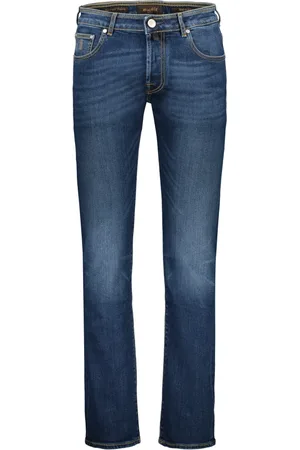 MOORER Jeans, Herre, Blå, W35, Bomuld, 5-lomme jeans med metal detaljer