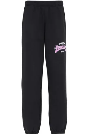 VERSACE Bukser, Dame, Sort, 2XS, Bomuld, Bomuld Track-Pants med Print og Lommer