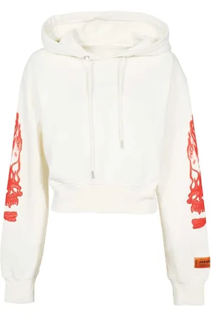 Heron Preston Sweathshirts & Hoodies, Dame, Hvid, S, Bomuld, Justerbar Bomuldshættetrøje