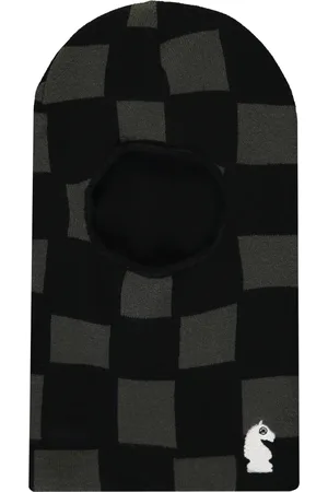 MARKET Tilbehør, Herre, Sort, ONE SIZE, Ternet Strikket Balaclava med Broderi