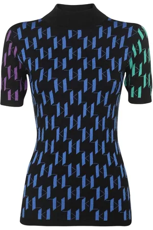 Karl Lagerfeld Top, Dame, Flerfarvet, XS, Bomuld, Monogram Print Bomuldstop