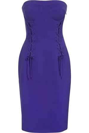 Moschino Kjole, Dame, Blå, XS, Polyester, Stropløs Korsetkjole