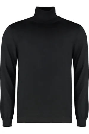 Malo Strik, Herre, Sort, XL, Cashmere, Cashmere Turtleneck Pullover, Ribbed Knit Edges