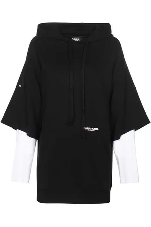 Karl Lagerfeld Sweathshirts & Hoodies, Dame, Sort, XS, Bomuld, Broderet bomuldshættetrøje