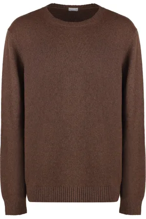 Malo Strik, Herre, Brun, 2XL, Cashmere, Kashmir Crew-Neck Sweater, Ribstrikket