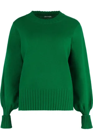 Malo Strik, Dame, Grøn, S, Cashmere, Luksus Cashmere Sweater Ribbed Knit