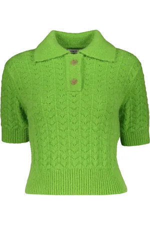 Low Classic Top, Dame, Grøn, S, Uld, Ribbet Strikket Polo Skjorte