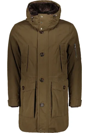 MOORER Frakke, Herre, Grøn, 4XL, Bomuld, Hætteparka med Shearling Krave