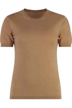 Malo Strik, Dame, Brun, XS, Cashmere, Kashmir Ribstrikket Kortærmet Sweater