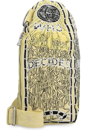 Who Decides War Taske, Herre, Gul, ONE SIZE, Bomuld, Crossbody taske med broderede patches