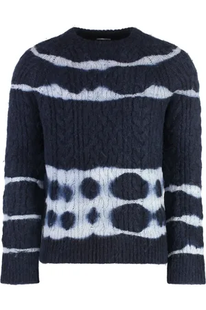 Malo Strik, Herre, Blå, S, Uld, Ribbet crew-neck alpaka sweater