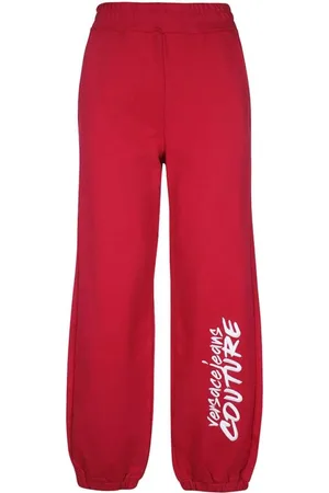 VERSACE Bukser, Dame, Rød, XS, Bomuld, Printede bomulds sweatpants