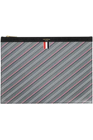 Thom Browne Taske, Herre, Flerfarvet, ONE SIZE, Læder, Stribet taske med læderindsatser
