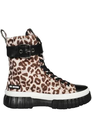 Moschino Sko, Dame, Flerfarvet, 40 EU, Bomuld, Leopard Print Canvas Sneakers