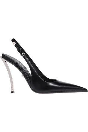 VERSACE Sko, Dame, Sort, 37 1/2 EU, Metallic Heel Slingback Pumps