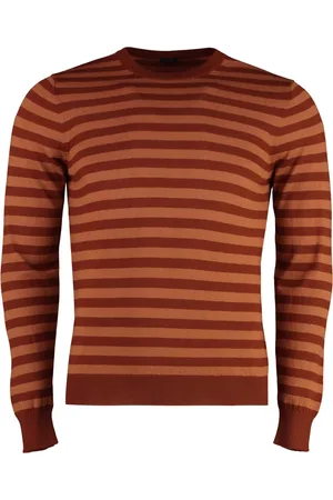 Malo Strik, Herre, Brun, L, Cashmere, Kashmir Crew-Neck Sweater Ribbed Strik