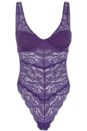 VERSACE Top, Dame, Lilla, L, Uld, Stilfuld Body til et moderigtigt look