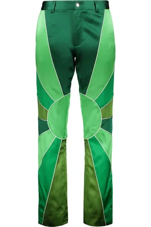 Nahmias Bukser, Herre, Grøn, XL, Polyester, Silkebukser med sideslidser
