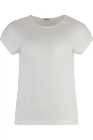 Malo Top, Dame, Hvid, M, Bomuld, Ribbed Strikket Bomuld T-shirt