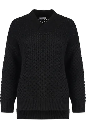 Malo Strik, Dame, Sort, M, Uld, Perforeret uldblandings sweater
