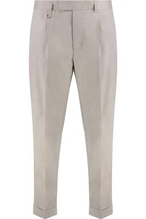 Paolo Pecora Bukser, Herre, , L, Polyester, Slim Fit Chino Bukser med Ombukkede Manchetter