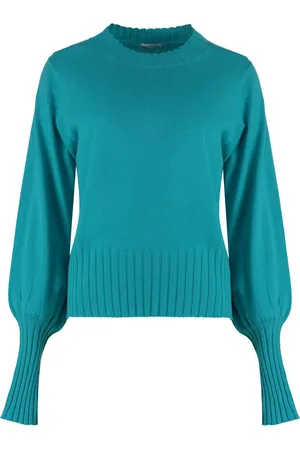Malo Strik, Dame, Blå, 2XS, Cashmere, Luksus Cashmere Sweater Ribbed Knit Kants