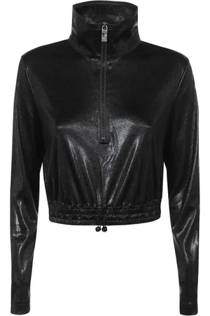 John Richmond Jakke, Dame, Sort, L, Uld, Stilfuld Cropped Zip Sweatshirt