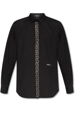 VERSACE Skjorte, Herre, Sort, 2XL, Bomuld, Afslappet Bomuldsskjorte til Mænd