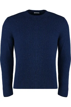 Malo Strik, Herre, Blå, L, Uld, Ribstrikket kamel sweater