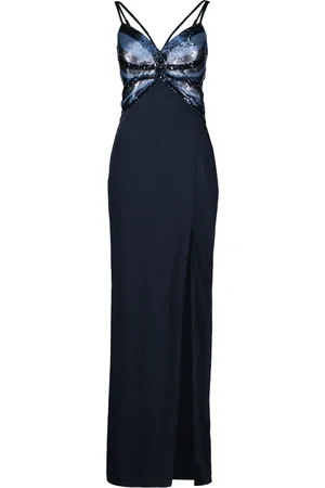 Vera Mont Kjole, Dame, Blå, XS, Elegant Maxi Aftenkjole med Pailletter