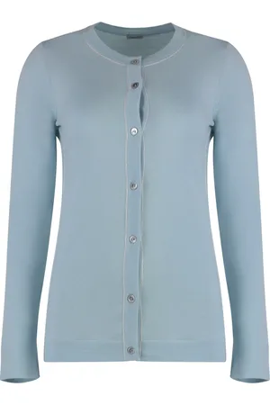 Malo Strik, Dame, Blå, XS, Uld, Kontraststing uld cardigan
