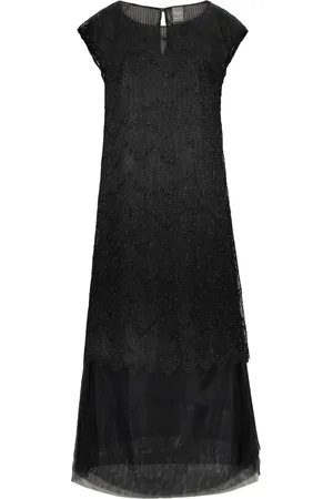 LORENA ANTONIAZZI Kjole, Dame, Sort, S, Polyester, Elegant Blondekjole med Gennemsigtighed