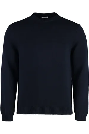 Malo Strik, Herre, Blå, L, Uld, Ribstrikket Uld Sweater med Crew-Neck