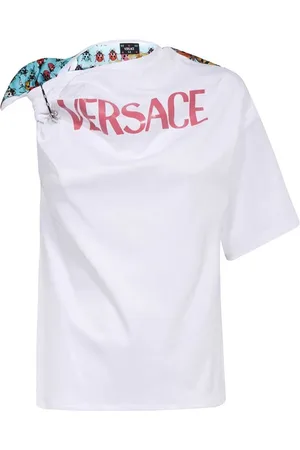 VERSACE Top, Dame, Hvid, XS, Bomuld, Logo Print T-shirt Medusa Sikkerhedsnål