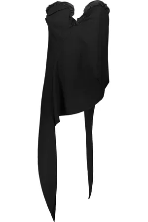 AMBUSH Top, Dame, Sort, 3XS, Bomuld, Ruffled Viscose Top Sweetheart Neckline