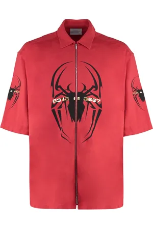 Vetements Skjorte, Herre, Rød, XS, Bomuld, Spider Bomuld T-shirt med Sideslidser