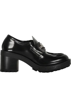 Moschino Sko, Dame, Sort, 35 EU, Læder, Klassiske Hælede Loafers