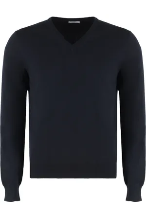 Malo Strik, Herre, Blå, L, Cashmere, Cashmere blend pullover med ribstrikket kant