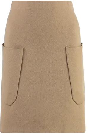 Malo Nederdel, Dame, Brun, S, Cashmere, Cashmere Nederdel med To Lommer