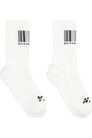 Vetements Undertøj, Herre, Hvid, S, Bomuld, Kontrast Intarsia Bomuldssokker