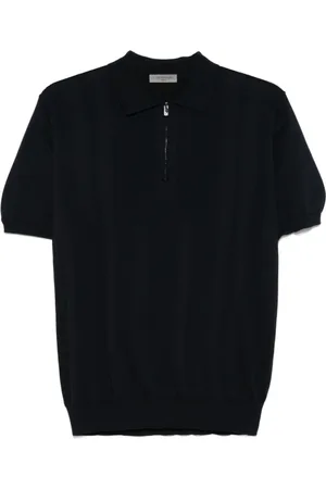 corneliani Strik, Herre, Blå, 2XL, Bomuld, Blå Polo Sweater Natblå