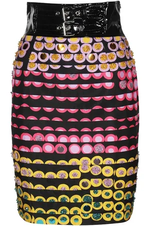 Moschino Nederdel, Dame, Flerfarvet, 2XS, Silkekjole med print