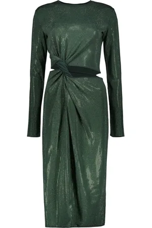Bottega Veneta Kjole, Dame, Grøn, S, Uld, Rhinestone Kjole med Udsmykning