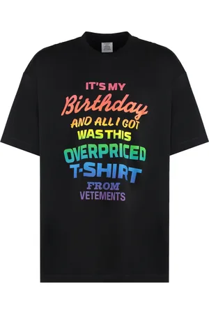Vetements Top, Herre, Sort, S, Bomuld, Bomuld T-shirt med Kontrast Print